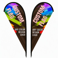 Drapeau à plumes personnalisé double face avec sublimation par transfert thermique, avec mât et base, bannière publicitaire extérieure pour devanture de magasin, vente en gros