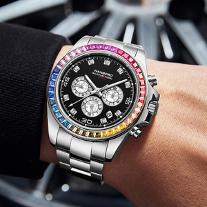 Nuovo Orologio Meccanico di Lusso da <span class=keywords><strong>Uomo</strong></span> in Acciaio Inossidabile con Diamanti Arcobaleno Luminosi, Impermeabile 5BAR, Movimento Automatico - Product Image 5