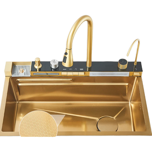 <span class=keywords><strong>Fregadero</strong></span> de Cocina de acero inoxidable inteligente grande hecho a mano de 100x50cm cascada dorada <span class=keywords><strong>Fregadero</strong></span> De Cocina con grifo extraíble para hoteles - Product Image 5