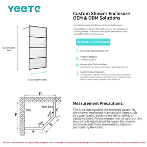 Puerta Corredera de Ducha YEETE con Acabado Cepillado, Vidrio Templado de Seguridad de 8mm, Mampara sin Marco, Suministro al por Mayor, Inventario para Exhibición y Venta Minorista - Product Image 3