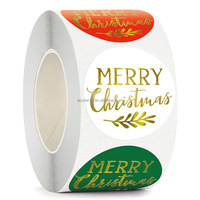 Nouveaux autocollants adhésifs décoratifs ronds de noël transparents pour emballage cadeau bronzant