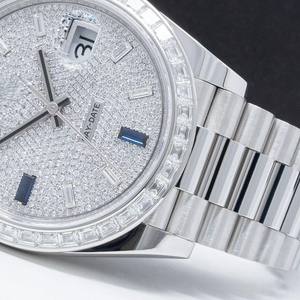 Montre Homme en Acier Inoxydable avec Cadran Personnalisé, Style Hip-Hop Bling-Bling, Moissanite VVS et Quartz, Fourniture Directe Usine - Product Image 4