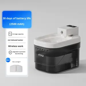 स्मार्ट सेंसर कुत्ते बिल्ली स्टेनलेस स्टील प्लास्टिक पानी डिस्पेंसर वायरलेस चार्जिंग पालतू फव्वारा स्वचालित परिसंचरण फ़िल्टर चीन - Product Image 5