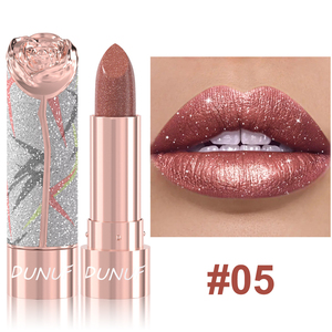 Rouge à lèvres 3D Rose Shimmer, lèvres veloutées et scintillantes, longue tenue, hautement pigmenté, maquillage des lèvres étincelant pour les fêtes et l'usage quotidien - Product Image 5
