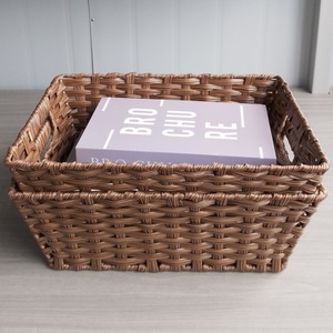 ตะกร้าเก็บของทรงสี่เหลี่ยมทอมือโบไบสำหรับจัดเก็บของเล่นบนโต๊ะกาแฟสีธรรมชาติ RD234030 - Product Image 2