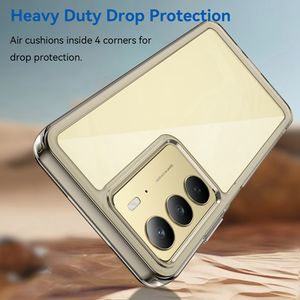 Nueva tendencia Color duro transparente TPU Marco de parachoques cubierta de botón de Metal armadura Delgada funda de teléfono para Realme 14X contraportada - Product Image 5