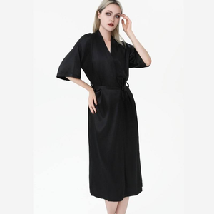 Accappatoio in Seta Personalizzato Stile Europeo e Americano, Cardigan in Raso Tinta Unita per <span class=keywords><strong>Donna</strong></span>, Sottile e Sensuale - Product Image 2