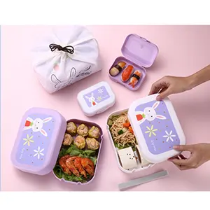 Stapelbaar Sushi Brood Voedsel Opslag Container Set Plastic Lunch Bento Box Met Afdichting Band