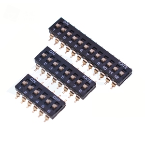 Interrupteur SMD à actionnement latéral, pas de 2,54 mm |   Interrupteur à bascule de type clavier de piano, 1 à 12 positions |   Montage sur circuit imprimé traversant (PCB) |   Actionneur rouge/bleu - Product Image 2