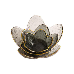 Bol à salade de fruits en verre irrégulier de style japonais créatif <span class=keywords><strong>dessin</strong></span> gris pétale d'or ménage - Product Image 5