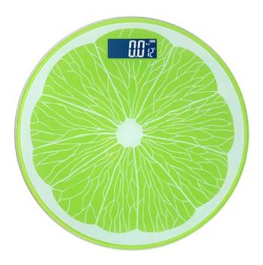 180KG Runde Orange Wassermelonen-Zitronen-Muster 280MM Glas LCD Digitale Badezimmerwaage Körperwaage - Product Image 1