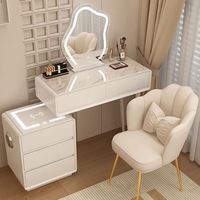 Meuble de chambre moderne : Coiffeuse avec miroir LED et éclairage intégré