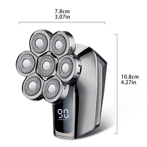 เครื่องโกนหนวดไฟฟ้าแบบหมุนสำหรับผู้ชาย ชาร์จผ่าน USB พร้อมหน้าจอแสดงผลดิจิตอล ใบมีด 7 ใบ กันน้ำ IPX5 ชาร์จผ่าน USB/Type-C แบตเตอรี่ 800mAh ใบมีดแบบสามใบ - Product Image 3