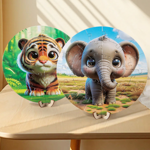 2024 nuevo producto Animal <span class=keywords><strong>de</strong></span> madera redondo colorido rompecabezas Montessori rompecabezas y juegos para niños pequeños niños y niñas CE - Product Image 3