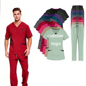Ensembles d'uniformes médicaux 2 pièces en tricot blanc tendance, personnalisables, vente en gros - Product Image 1
