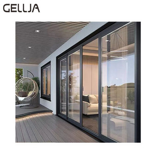 Design moderno 4 pannelli in lega di alluminio con doppi vetri <span class=keywords><strong>porta</strong></span> esterna <span class=keywords><strong>scorrevole</strong></span> impermeabile <span class=keywords><strong>porta</strong></span> da giardino per porte esterne Villa - Product Image 6