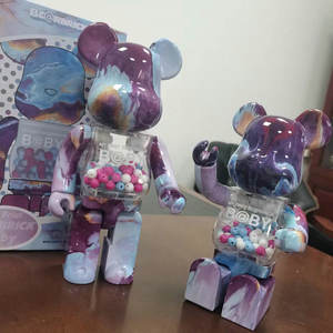 Bearbrick KAW 400% Nebula <span class=keywords><strong>Chiaki</strong></span> Block Bear – figurine ours violente pour décoration intérieure poupées pour enfants - Product Image 2