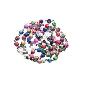 Colorful Floral Resin <b>Bead</b> Necklace Sweater Chain Unisex Gift Jewelry Yiwu Origin RN-503 - Product Image 5