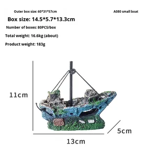 Yinuo Resina Navio Afundado Aquarium <span class=keywords><strong>Decor</strong></span> <span class=keywords><strong>Pirate</strong></span> <span class=keywords><strong>Ship</strong></span> Wreck Ornamentos para Fish Tank Underwater Shelter Simulado para Paisagismo - Product Image 6