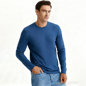 Herstelleranfertigung Komfort-Baumwoll-Langarmshirts Dehnbare Rundhals-Thermoshirts Lässige T-<span class=keywords><strong>Shirts</strong></span> für Herren - Product Image 3