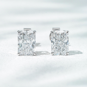 Starsfine Diamant Stud <b>Earring</b> Classic Style Fine jewelry Single Diamante Pendiente 10K Gold Radiant Lab Grown Diamond <b>Earrings</b> - Product Image 2