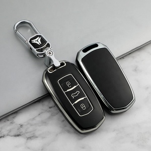Étui de clé de voiture en TPU avec bord argenté et porte-clés pour Geely Azkarra Atlas Emgrand EC7 EC718 EC715 Global Hawk GX7, housse de clé à distance - Product Image 6