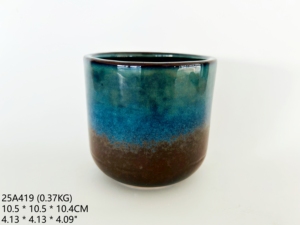 Vaso per <span class=keywords><strong>Piante</strong></span> in Ceramica con Smalto Reattivo Blu, 5,8 Pollici, Vaso per Succulente Testurizzato, Moderno Vaso Cilindrico Geometrico per Decorazione - Product Image 3