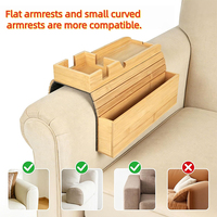 Plateau d'accoudoir de canapé en bambou avec compartiment de rangement latéral, table d'accoudoir pliable avec porte-gobelet pour collations, télécommandes et tablettes