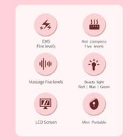 Masajeador Facial Vibratorio 3 en 1 con Microcorriente para Rejuvenecimiento de la Piel, Estiramiento y Lifting de Cuello, Instrumento de Belleza con Luz de 3 Colores