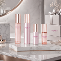 Flacon de parfum en verre transparent rose de haute qualité de 10 ml, flacon de parfum à bille en métal rond de 5 ml pour huile essentielle
