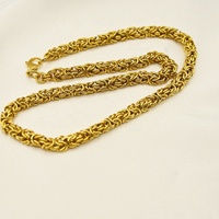 Collier en Acier Inoxydable Plaqué Or 18K Style Byzantin Tendance avec Fermoir Anneau Classique pour Anniversaires et Fêtes de Rappeurs