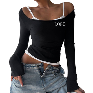 Ensemble de sport 2 pièces tricoté pour femme, collection automne, décontracté, respirant, séchage rapide, anti-UV, coupe ajustée, couleur unie, manches longues – Vente chaude - Product Image 1