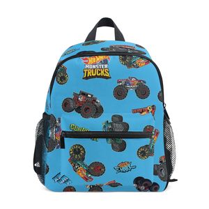 New Arrival Cartoon Monster Truck <b>Backpack</b> for Boys 12in Polyester Softback with Zipper Pockets Daypack for Kids girls boys - Product Image 1