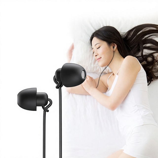 Aifeimei Wired Music Earbuds In-Ear Design Noise-Canceling Non-Compressive Sleep Headphones 3.5mm Side Sleeping Earphones