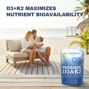 Gélules de Vitamine D3 K2 Premium à Base Végétale, Formule Haute Pureté, Ingrédients Naturels, Capsules de Vitamine D3 K2 2-en-1 à l'Huile de Coco - Product Image 4