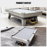 Mesa de billar americana de 9 pies, estructura gris, pizarra Jiujiang de 25 mm, riel de madera maciza de roble, tela Pro 500, retorno automático de bolas, CE OEM