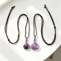 Colliers ajustables en chaîne de corde avec pierres précieuses, pendentifs en pierre en forme de donut avec boucle porte-bonheur torsadée 20mm 25mm