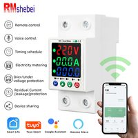 RMshebei WiFi Tuya Disjoncteur Intelligent Din Rail Compteur de Consommation Électrique 63A Relais de Tension 220v Home Assistant Smart Life