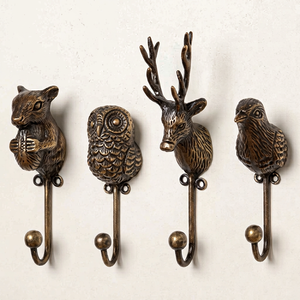 <b>Vintage</b> Animal Wall Hooks Antique Brass Deer Owl Rabbit Decorative Metal Coat Hooks Home Entryway <b>Key</b> Hanger Wall Mounted - Product Image 1
