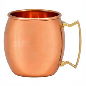 Pure Copper Classic Style Moscow Mule Mug Eco-Friendly Hammered Finish Metal Handle Straw-Food-Grade Drinkware Portable Multi - Product Image 1