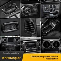 Couverture de levier de vitesse anti-rayures en ABS à motif fibre de carbone, garniture intérieure de console centrale facile à installer pour Jeep Wrangler JL JT 2018-2024