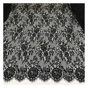 The factory outlet flowers style 3*1.5 meters 100% nylon eyelash lace trim fabric for dress