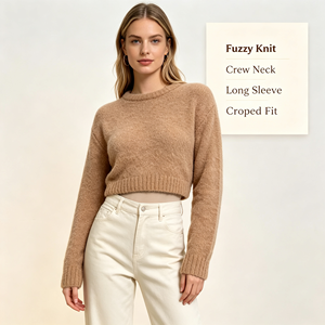 Maglione da Donna <span class=keywords><strong>Jenna</strong></span> OEM & ODM Personalizzato Colore Giallo Collo a R Manica Lunga Vestibilità Ampia Alta Qualità Casual Vendita all'Ingrosso - Product Image 1