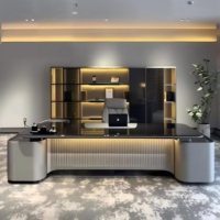 Ensemble de canapés de bureau modernes de luxe, 1+1+3, mobilier de salon exécutif en cuir minimaliste italien avec table basse assortie