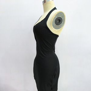 Robe fourreau sexy à col licou 2024, robe moulante <span class=keywords><strong>sans</strong></span> <span class=keywords><strong>manches</strong></span> pour femmes - Product Image 3