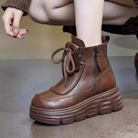 Bottines d'hiver 2026 pour femmes, style britannique, semelle épaisse, doublure en fausse fourrure, talon moyen