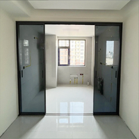 Sistem Pintu Geser Tiga Panel Kaca Minimalis Modern dengan Rangka Aluminium Alloy Tahan Air dan Senyap untuk Luar Ruangan
