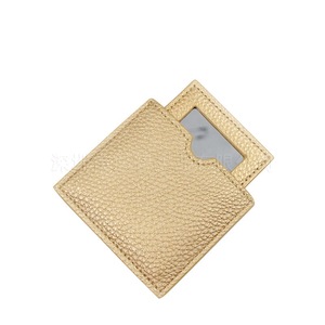 Mini portable makeup <b>mirror</b>, PU leather <b>small</b> <b>mirror</b>, simple makeup touch-up <b>mirror</b>, gift <b>mirror</b> case, customizable. - Product Image 3