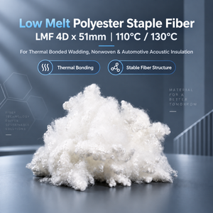 Fibre de polyester basse pointeuse LMF 4D x 51 mm 110°C 130°C pour isolation acoustique automobile non tissée thermocollée - Product Image 1