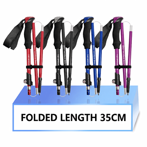 Bâton <span class=keywords><strong>de</strong></span> randonnée pliable en aluminium ultra-léger, télescopique 5 sections, poignée EVA, verrouillage rapide pour le camping et la randonnée - Product Image 3